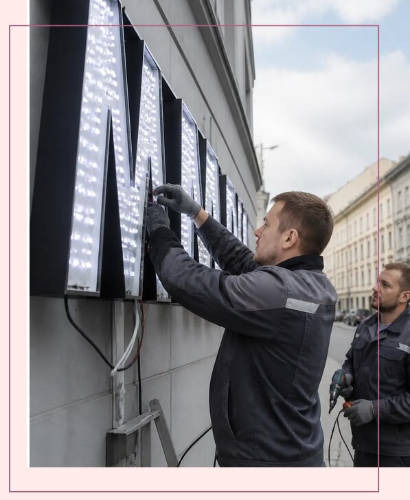 Изготовление и монтаж светодиодных LED вывесок в Темрюке